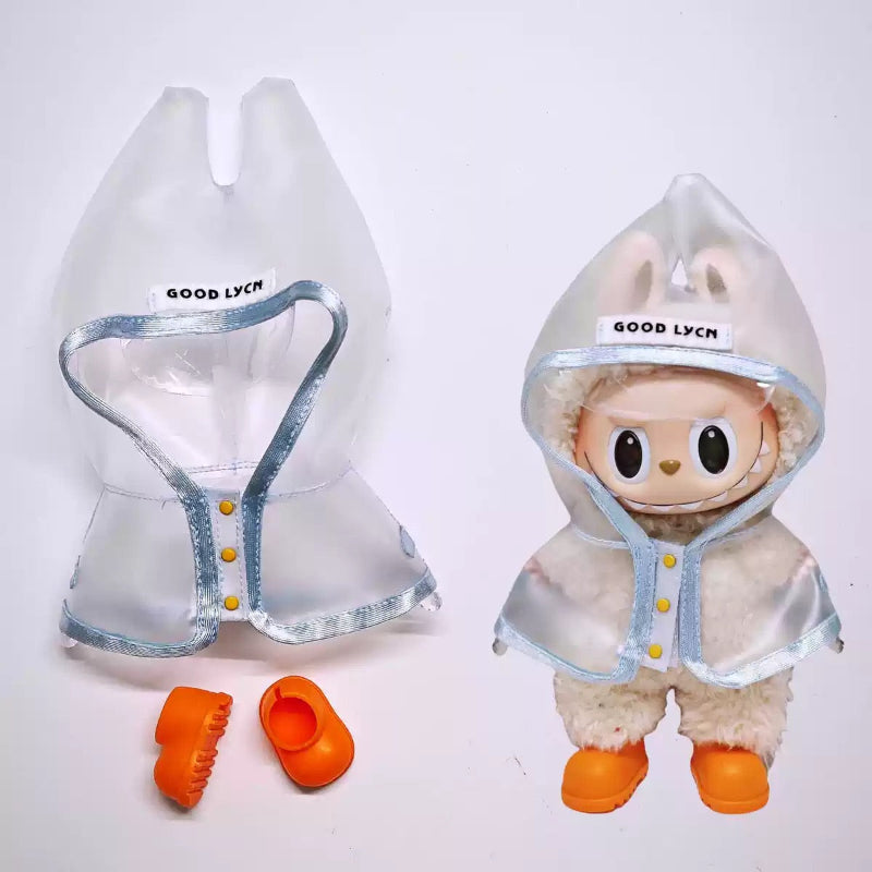 Cute Raincoat & Colorful Boots Set for 17cm Dolls & Plush Toys – Adorable Rainy Day Dress-Up