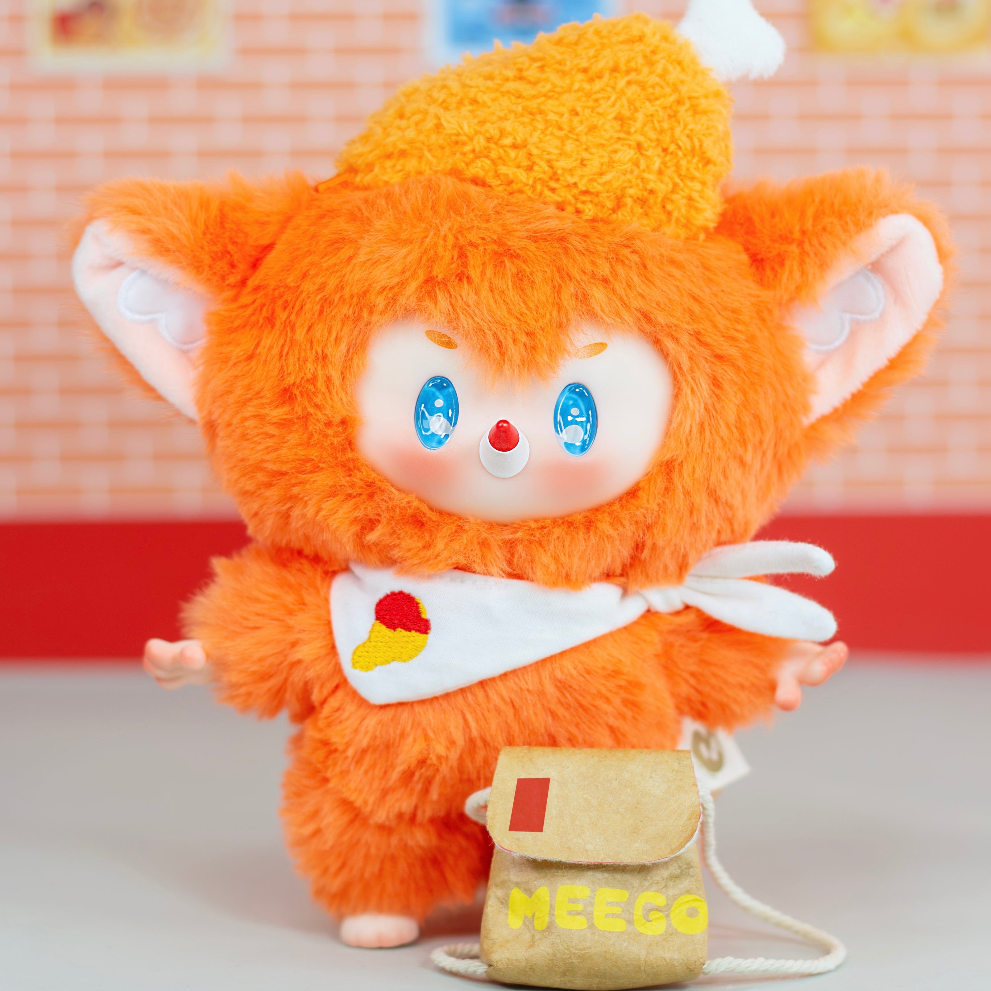 Meego Blind Box Healing Plush Toy – Soft Cute Stuffed Doll in Orange Yellow White for Hug, Sleep & Surprise Gift