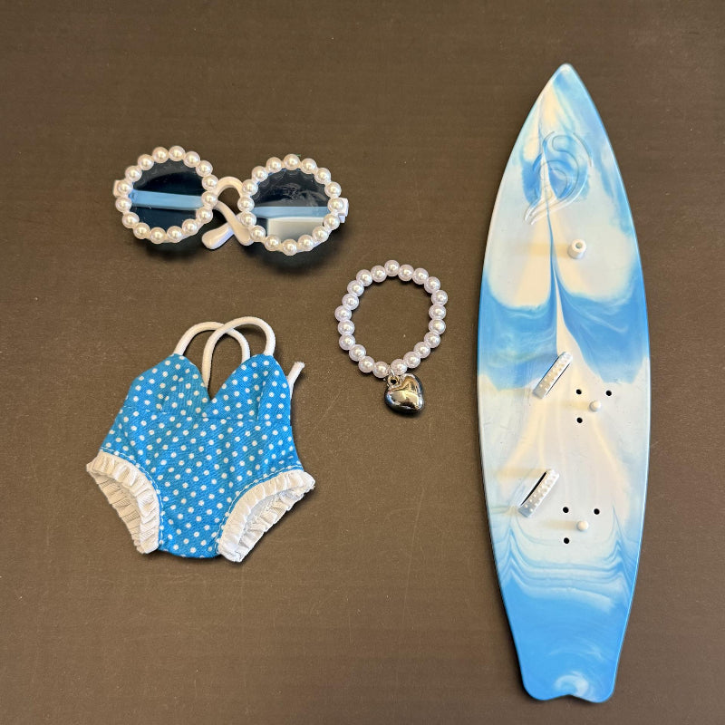 17cm Plush Doll Swimsuit + Swim Ring Set – Adorable Beach Style Dress-Up Clothes