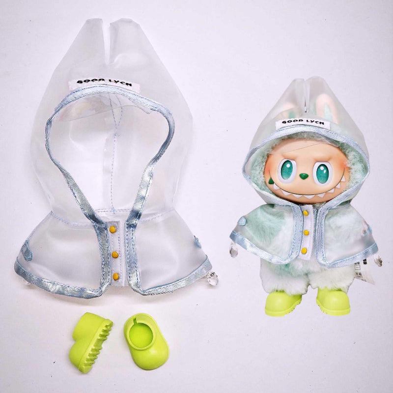 Cute Raincoat & Colorful Boots Set for 17cm Dolls & Plush Toys – Adorable Rainy Day Dress-Up