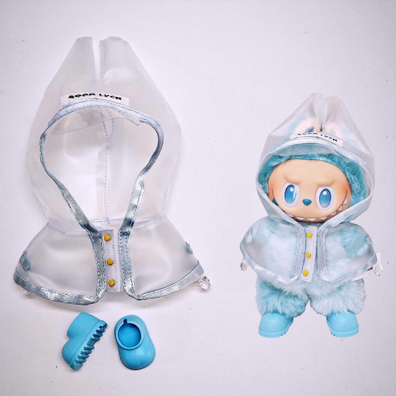 Cute Raincoat & Colorful Boots Set for 17cm Dolls & Plush Toys – Adorable Rainy Day Dress-Up
