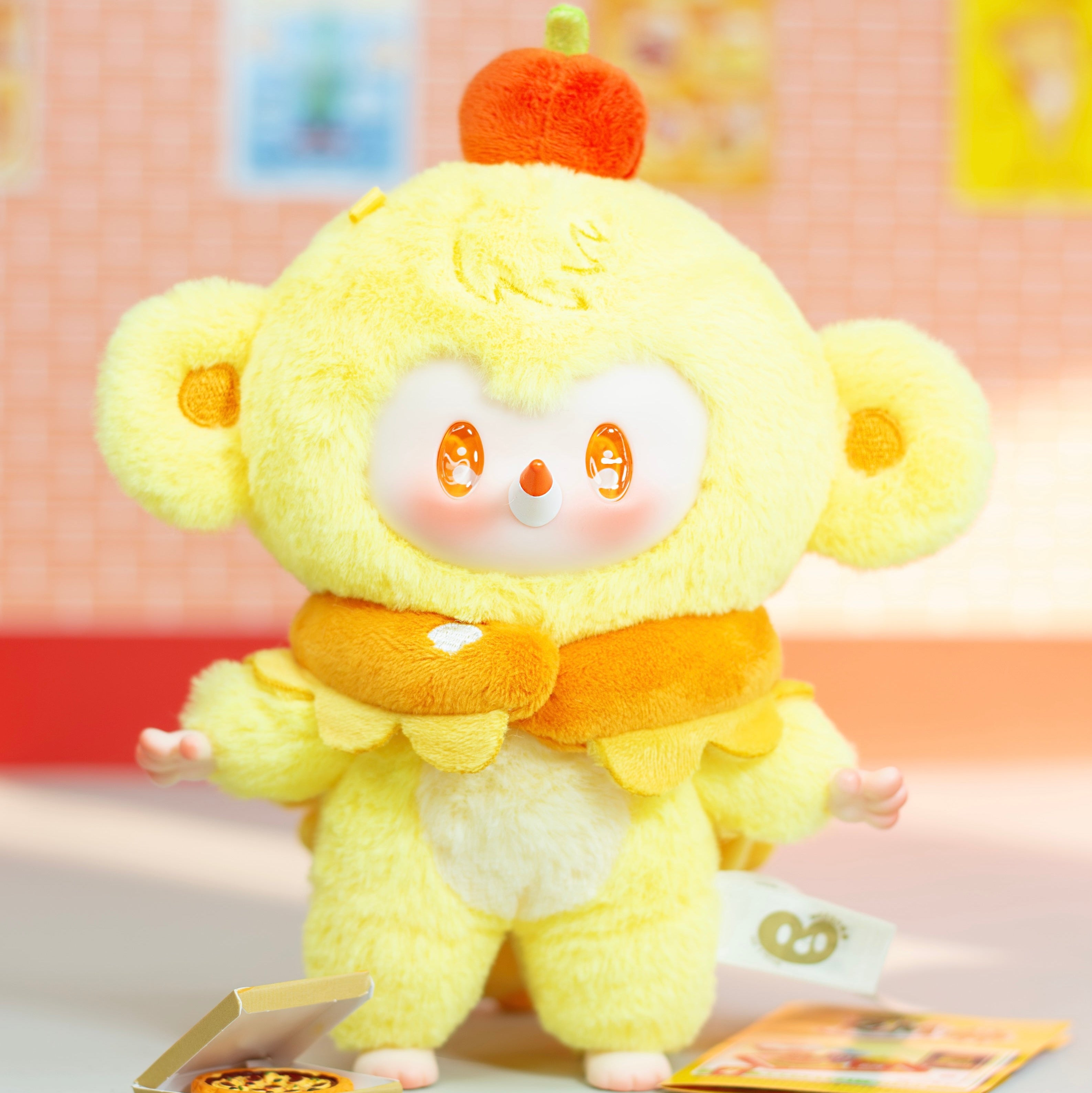 Meego Blind Box Healing Plush Toy – Soft Cute Stuffed Doll in Orange Yellow White for Hug, Sleep & Surprise Gift
