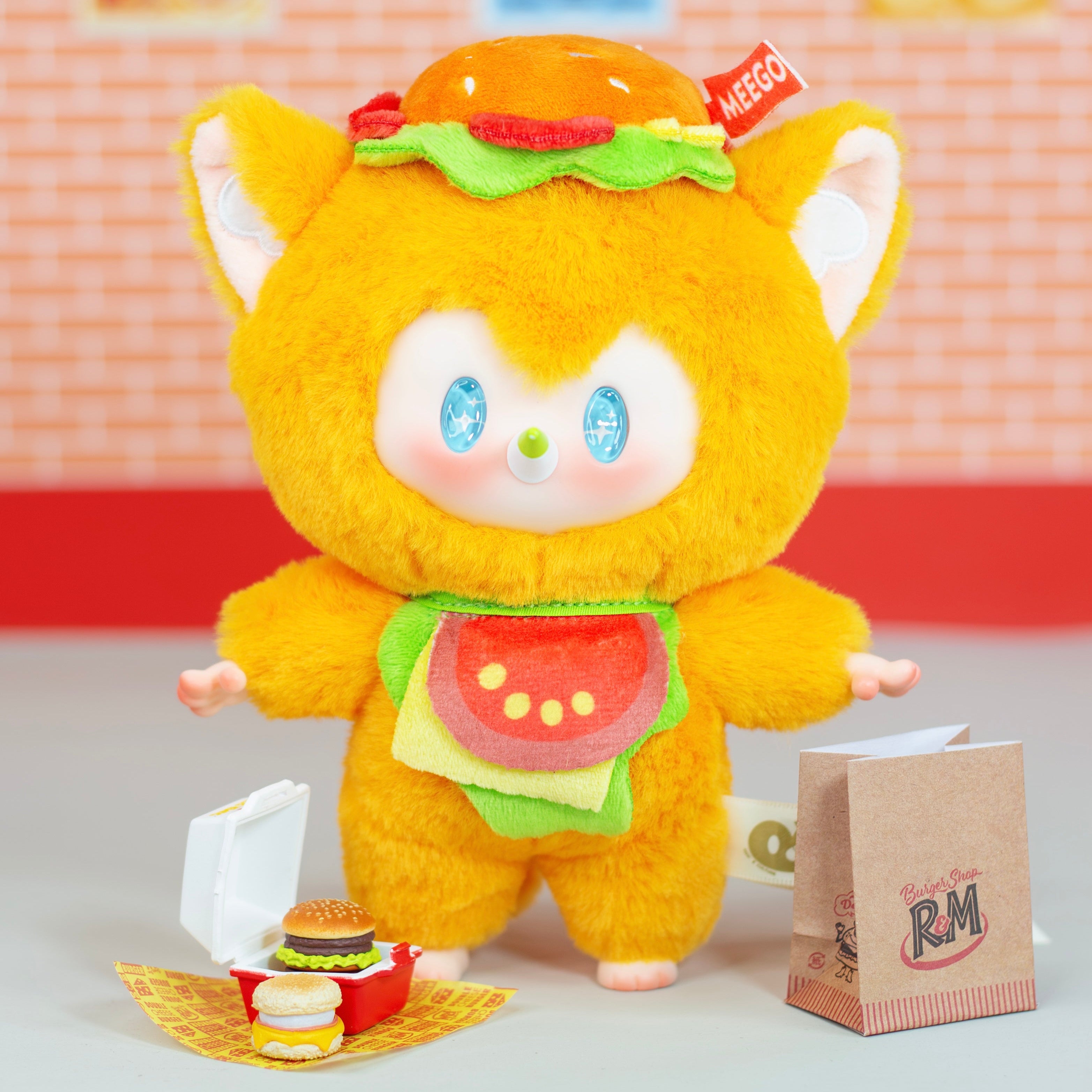 Meego Blind Box Healing Plush Toy – Soft Cute Stuffed Doll in Orange Yellow White for Hug, Sleep & Surprise Gift