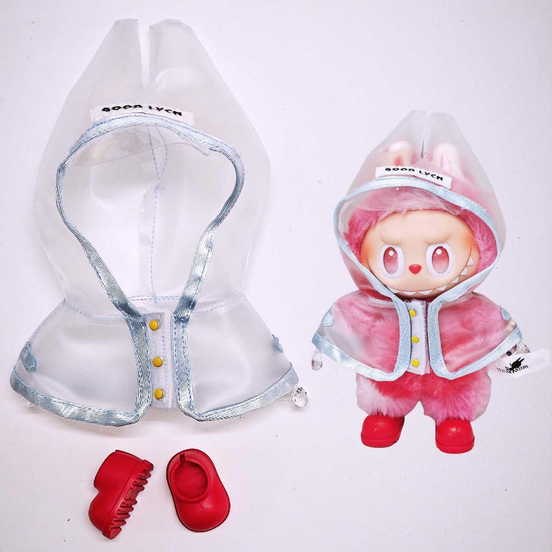 Cute Raincoat & Colorful Boots Set for 17cm Dolls & Plush Toys – Adorable Rainy Day Dress-Up